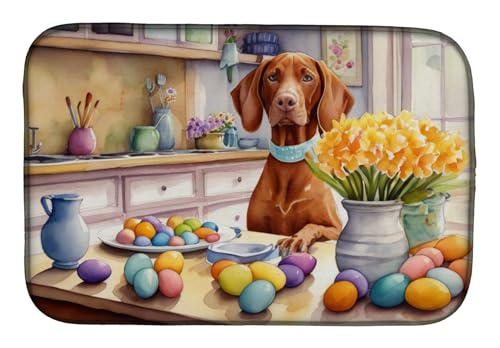 Caroline's Treasures DAC6914DDM Decorating Easter Vizsla Dish Drying Mat Absorbent Dish Drying Mat Pad for Kitchen Counter Dish Drainer Mat for Countertop, 14 x 21", Multicolor