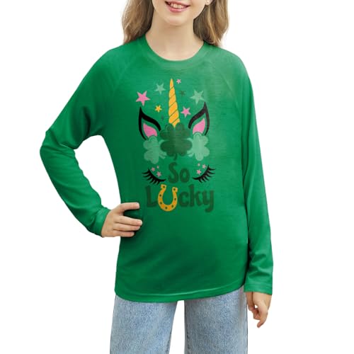 color cosplayer Girls St Patricks Day Shirt Long Sleeve Shamrock Holiday Top St Pattys Day Shirt for Kid