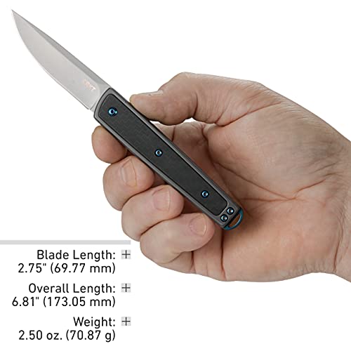 Faca dobrável de simetria CRKT: Pasta de borda lisa com trava de revestimento, faca dobrável de uso