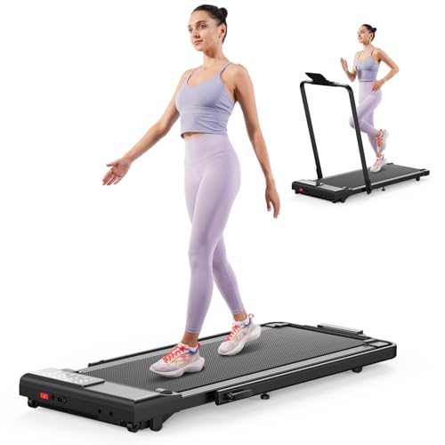 Walking Pad Treadmill with Handle Bar 3.0 HP Foldable Treadmills 300LBS Capacity Folding Walking Pad 3 in 1 Under Desk Treadmill Remote Control with APP Black