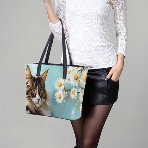 Bolso tote de cuero para mujer, bolso grande de hombro y mano, elegante bolso para trabajo y desplazamientos, regalo para mujeres miniatura 3