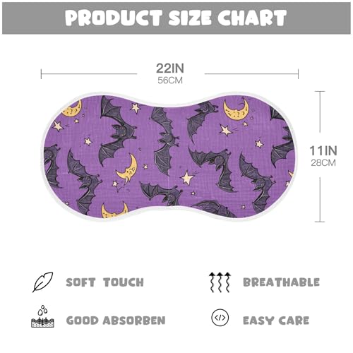 xigua Cute Bats Muslin Baby Burp Cloths Set of 4, Super Soft & Absorbent Burping Rags, Cotton Burp Clothes Shower Gift for Newborn, Baby Girls and Boys4