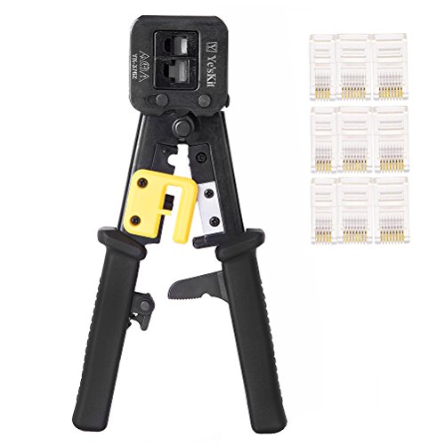 Crimp Stripper Tool,EletecPro Multifunction Wire Stripper Plier ratcheting RJ45 RJ11 RJ12 Crimp tool Crimping Stripping Cutting Pliers