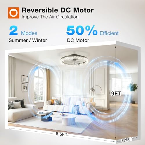 addlon Ceiling Fans with Lights and Remote, 20'' Low Profile Ceiling Fans, 3000-6000K Dimmable Modern Flush Mount LED Fan Light, Fandelier Ceiling Fan for Bedroom, Kitchen, Living Room, Office, Black - 1