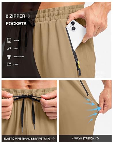 Image of Pudolla Men's Lightweight Hiking Pants Quick Dry Outdoor Sweatpants with Zipper Pockets for Athletic Workout Casual Travel