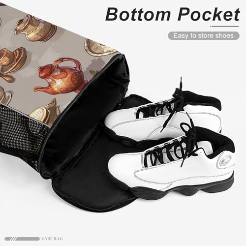 Drawstring Gym Backpack with Shoe Compartment And Wet Pocket, 28L Lightweight Waterproof Pottery And Others Sports Backpack for Workout Swim Beach Travel String Bag for Men Women4