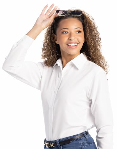 Luxe Microfiber Womens Button Down Shirt White