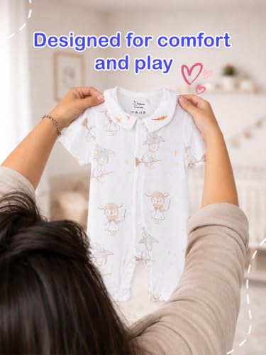 Image of Kidbea Bamboo Viscose Baby Romper, Half Sleeves Printed Bodysuit for Kids
