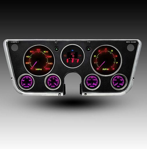 1967-1972 Chevy C10 K10 Pickup Truck Analog Gauge Panel Kit - Aurora Edition 6-Gauge Instrument Cluster Dash Upgrade - Custom Electronic Speedometer Tachometer Fuel Oil Temp Volt