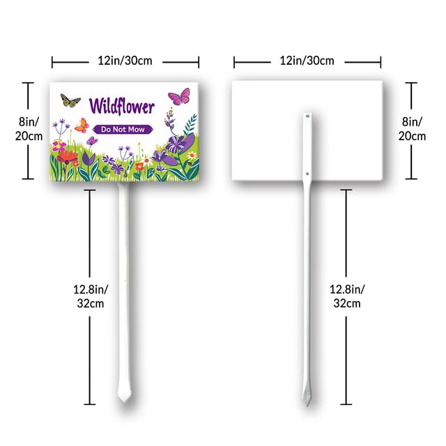 Cartello Da Giardino Wildflower – Non Tagliare L'erba, Non Spruzzare – 20x30 Cm In Alluminio Resistente Con Palo, Per Habitat Impollinatori - 2