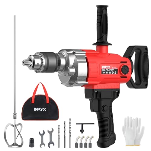 IMAYCC Concrete Mixer 2500W 15A Cement Mixer With Variable Speed Control 5/8 Heavy Duty Drill Set Drill Mixer for Mud Motar Paint Grout Plaster Thinset