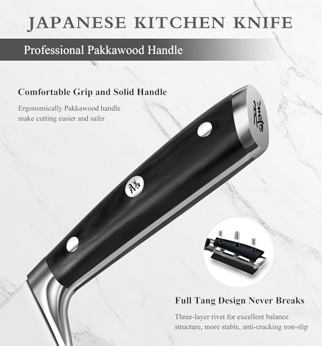 SHAN ZU Japanese Nakiri Knife 6.5 Inch - Ultra Sharp German Stainless Steel Vegetable Chopper Chef Knives - Ergonomic Handle, Professional Kitchen Knife, Gift Box Included - Image 2