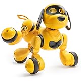 Ruko 18011 Smart Robot Dog Toy for Kids, Interactive Puppy with Remote & Gesture Control, Programmable LED Face Expressions, Fun Gift for Boys & Girls Ages 3 4 5 6 7 8, Yellow