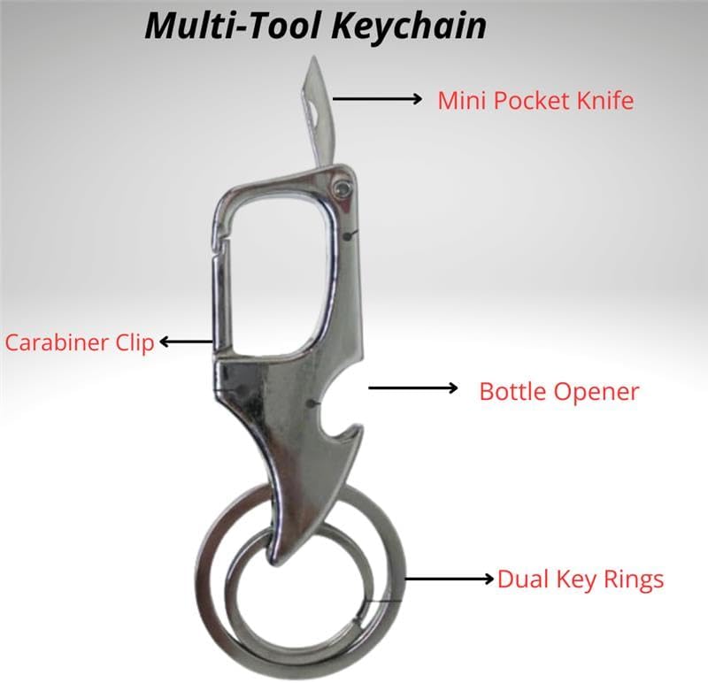 Gadgetime USA Multi‑Functional Carabiner Keychain & Bottle Opener – Durable Silver Key Clip for Outdoor Adventure & Daily Use image 5