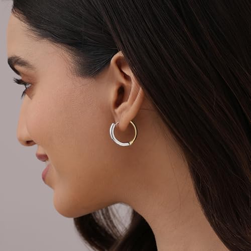Image of TRUESILVER ACPL 925 Sterling Silver Hoop Earrings | Huggie Hoop Earrings for Women & Men | Classic Everyday Unisex Fashion Jewelry