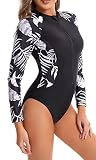 DSSdoliV Long Sleeve One Piece Womens Zipper Bathing Surfing Wetsuit Uv Protection Swimsuit