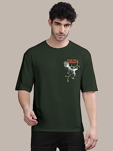 Image of BULLMER Trendy Front and Back Printed Oversized Round Neck T-Shirt for Men - Pack of 2