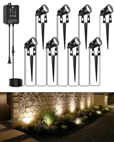Sunmerit All-in-One Low Voltage Landscape Lighting Kit with Dusk to Dawn Timer (8-Pack)