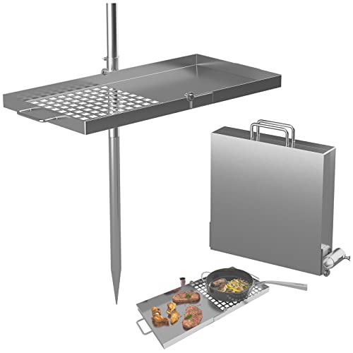24" Folding Campfire Grill, Stuffygreenus Stainless Steel Camp Fire Grill With Folding Grill Design, Adjustable Fire Pit Grill Grate Over Fire Pit, For Versatile Campfire Cooking #TOP3
