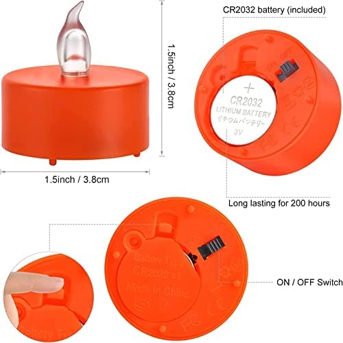 Battery Operated LED Tea Lights Candles 12 Pack Flickering Flameless Electric Votive Candles for Christmas Decorations Holiday Party Wedding Birthday Halloween Gifts Home Decor (Orange)