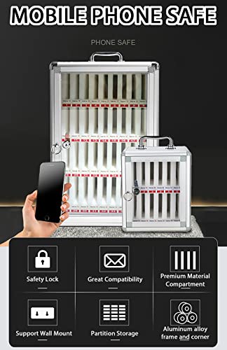 Caja para guardar móviles de pared con 48 ranuras transparentes y llave 4