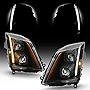 ACANII - For [Halogen Model] 2008-2014 Cadillac CTS Black Housing Switchback LED Tube Projector Headlights Headlamps Set