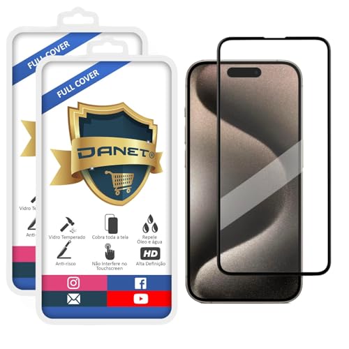 Kit 2x Película De Vidro Temperado 3d Full Cover Danet Para Toda Linha Apple (iPhone 15 Pro Tela 6.1
