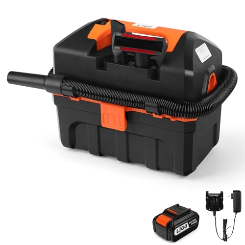 LIGO 20V Cordless Shop Vac Wet and Dry, 2.64 Gallon, Handheld, 3 in 1 with Blowing Includes 4.0 Ah Battery, Rewashable HEPA, Foam Filters and Charger for Workshop, Home, Pet
