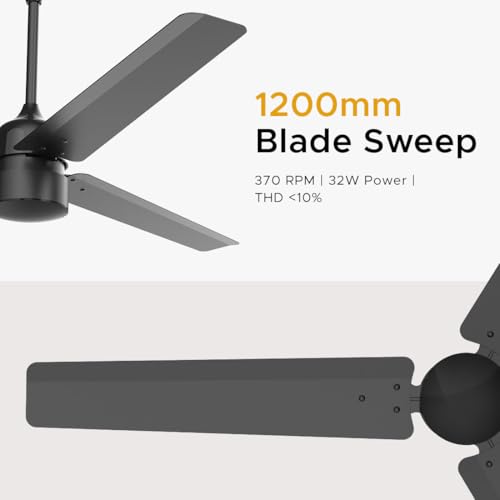 Image of OAKTER 1200mm BLDC Ceiling Fan with IR Remote Control | BEE 5-star Rated Energy Efficient Ceiling Fan | High Air Delivery with LED Indicators (Black)