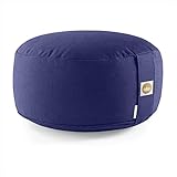 Lotuscrafts Cojin Meditacion Yoga Lotus - Altura 15 cm - Relleno de Espelta - Cubierta en Algodon Lavable- Zafu Meditación - Cojin Suelo Redondo - Cojin Yoga - Meditation Cushion - Certificado Gots