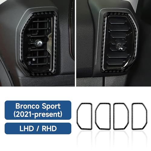 Image of 4PCS Car Carbon Fiber Dash Air Conditioner Outlet Vent Decal Cover Trim for Ford Bronco Sport 2021 2022 2023 2024 Interior Accessories