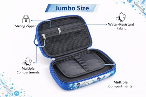 Image of Gifts- Cricket Theme Pencil Pouch for Kids- Pack of 1, Large Capacity Waterproof Stationery Pouch with Zipper| Cute Hardtop Pencil Box for School, Boys & Girls Size 22X15 cm