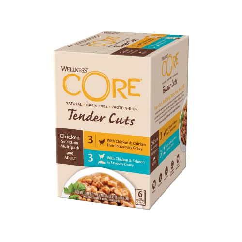 Wellness Core Tender Cuts Wet Cat Food/Natural/Grano/Completo - Pollo Selección Multipack, 6 x 85 g...