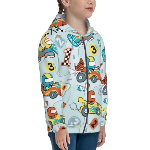 Cartoon Car Racing Kids Pullover Hoodies Boys Zip Up Sweatshirts Girls Athletic Clothes with Pocket4