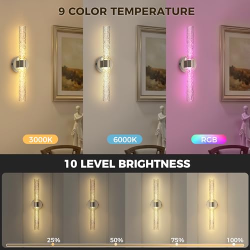 Image of DORESshop Battery Operated Wall Sconces Set of 2, 10000mAh Rechargeable Wall Sconce with Stone Pattern Acrylic, Dimmable Wireless Wall Sconce, Sconce Wall Decor for Living Room, Bedroom, Nickel 21.4in