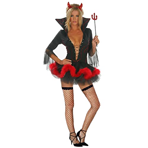 lhmlyl Tenue Sexy Femme CoquineDames Halloween Diable Déguisements Costume Corne Femme Sexy Diable Costume Tenue-Rouge_M