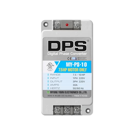 Image of DPS Single to 3 Phase Converter, MY-PS-10 Model is Used for a 7.5HP(5.5kW) 23Amps 200-240V 3 Phase Motor, Input /Output 200V-240V, UL /CE Certified