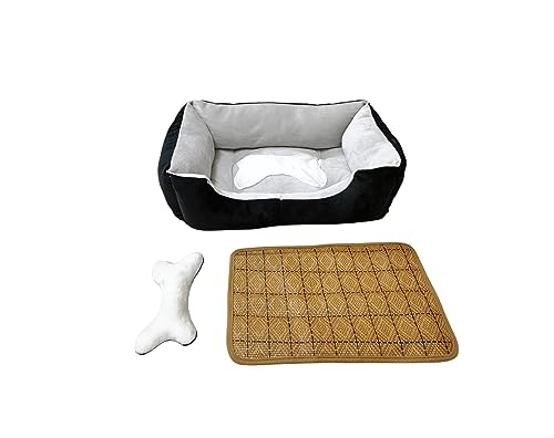Flying Wings Hundematte, Hundekorb, maschinenwaschbares Haustiersofa, bequem und weich, für alle Jahreszeiten geeignet, XS grau/schwarz 45x31cm
