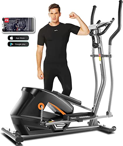 ANCHEER Foldable Elliptical Machine for Home Use, Elliptical Training Machines, Elliptical Exercise Machine with Large LCD Display, Adjustable 10 Level Magnetic Resistance, 390lb Capacity