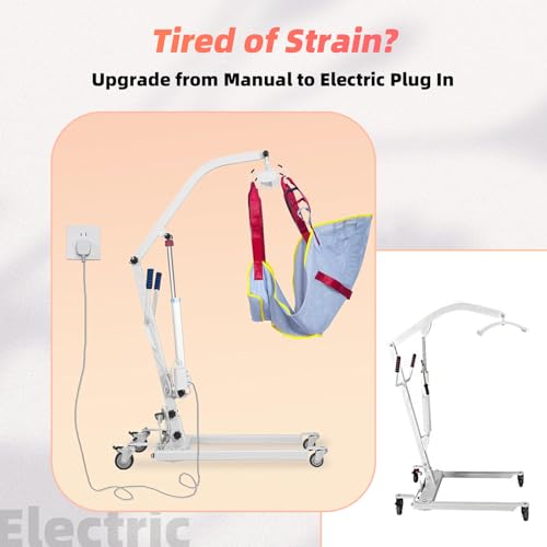 CareArise Electric Patient Lift 440lbs Capacity-Heavy Duty Medical Transfer Lift with Commode Sling,11.5FT Power Cord, Emergency Descent-Ideal for Bed, Toilet, Wheelchair Transfers - No Battery Needed