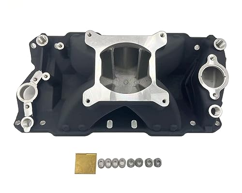 Auminum Single Plane HI RISE Intake Manifold for 1957-95 Small Block Chevy SBC 350 400 Black