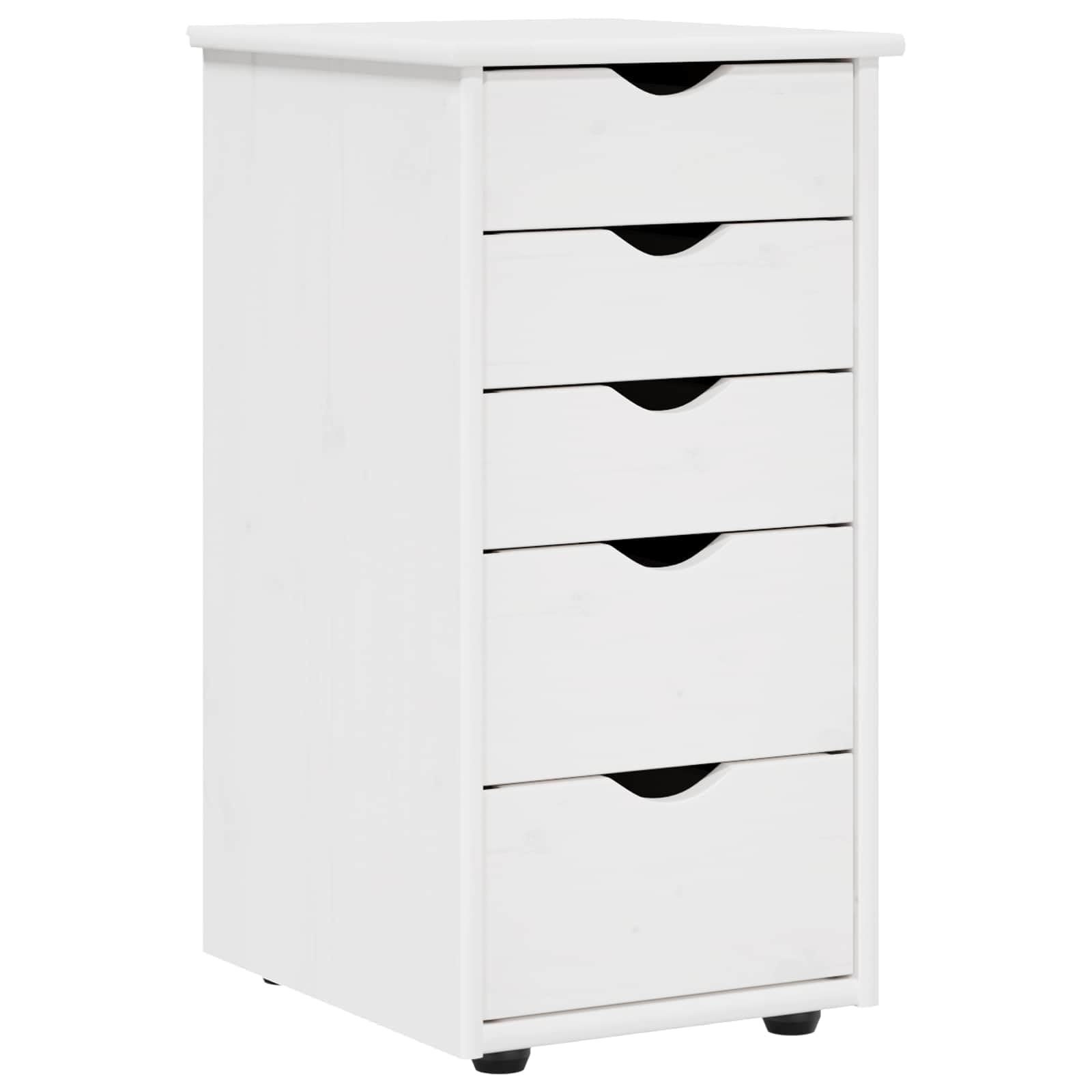 Szafka z litego drewna sosnowego biała 34 x 39 x 61,5 cm | Z kółkami, oszczędność miejsca, matowa powierzchnia, do salonu, sypialni, biura