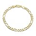 Mens Gold Tone Thin 5mm Sparkling Figaro Link Wrist Bracelet 8 Inches