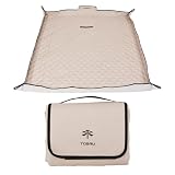 [TOBAU] レジャーシート 厚手 フチ自立 140×145cm 大判 アルミ 防水 キルティング アウトドア インナーシート テントマット 無地 保温(サンドベージュ:140×145cmフチ自立型)