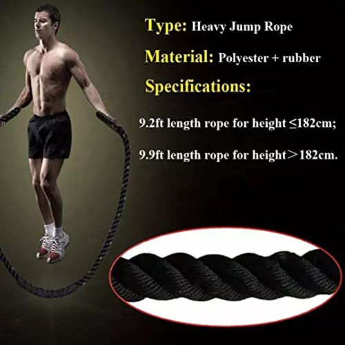 9.2 Ft Lenght Jump Ropes For Fitness Heavy Weighted Jump Rope For Men And Women Jumping Rope Skipping Rope Battle Rope For Workout Exercise 2Lb Black #TOP4