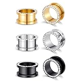 YOFANST 6pcs Double Flare Stainless Steel Ear Plugs Tunnels with Zircon Ear Gauges Stretcher Body Piercing Jewelry for Women Men 4g 5mm