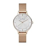 SKAGEN Damen Uhr - Rundes Edelstahlgehäuse (Durchmesser 30 mm) in roségold glänzend - wasserdicht bis 3 ATM