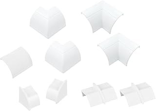 D-Line Quarter Round Cable Raceway Accessory Multipack, 9-Piece Pack, Join 0.87" (W) x 0.87" (H) Cord Cover Lengths - White
