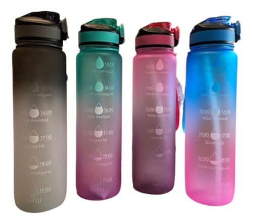 Garrafa De Água Fungun Squeeze 1 Litro Motivacional Academia Fitness Tie Dye Colorida Bike Caminhada