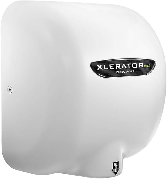 XLERATOReco XL-BW-ECO 1.1N High Speed Commercial Hand Dryer, Excel Dryer, White Thermoset Cover, Automatic Sensor, Surface Mount, Noise Reduction Nozzle, LEED Credits, No Heat 4.5 Amps 110/120V